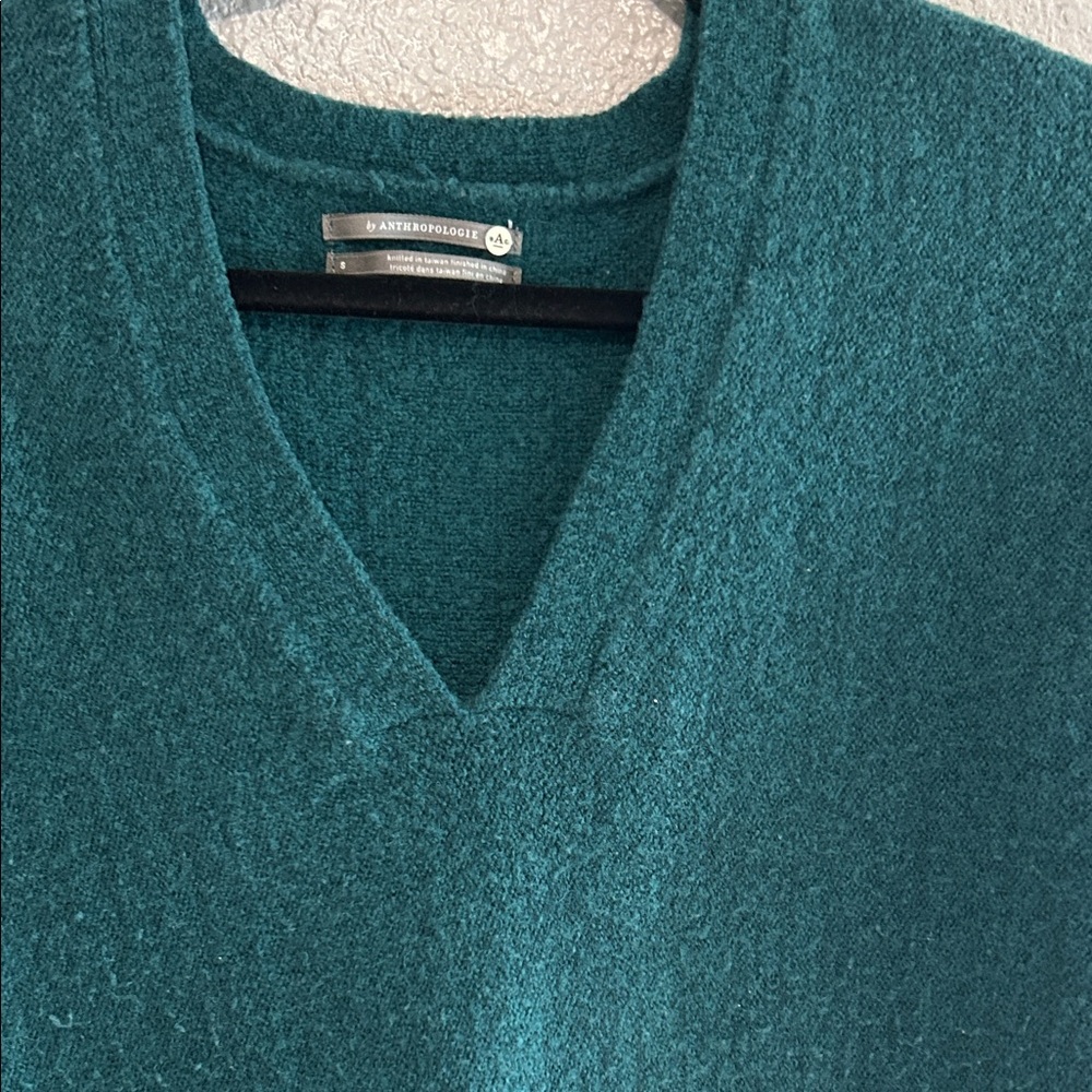 Anthropologie Deep Teal V-Neck Sweater